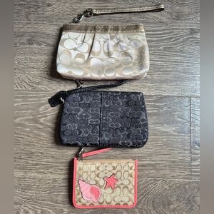 Coach wristlet Bundle Cream tan gold Black Silver Coral